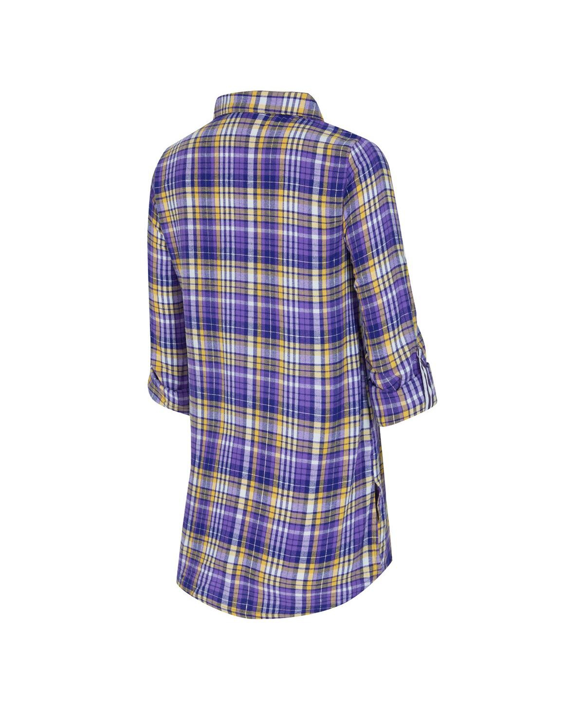 Concepts Sport Women's Purple Minnesota Vikings Laney Plaid Tri-blend Nightshirt In Multi