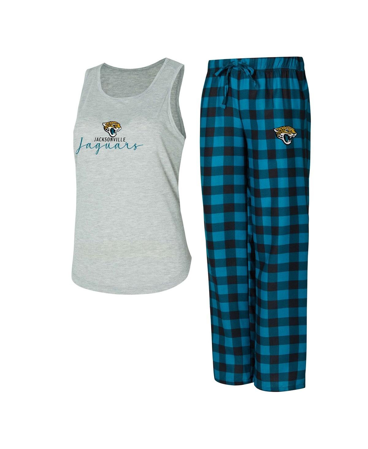 Concepts Sport Women's 2-piece Gray/teal Jacksonville Jaguars Petition Tank Top And Pants Sleep Set