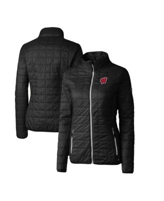 Cutter & Buck - Women's Black Wisconsin Badgers Rainier Eco Insulated Puffer Full-Zip Jacket