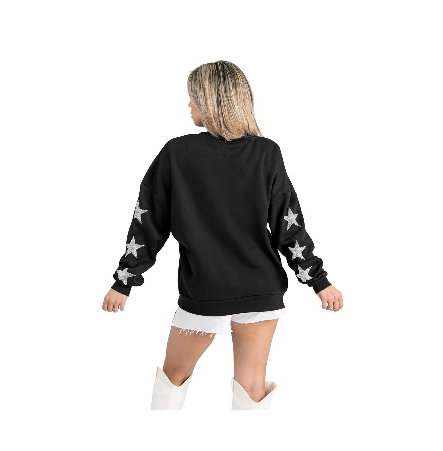 Женские толстовки Gameday Couture Black Green Bay Packers Velocity Relaxed Rhinestone Pullover — фото 4