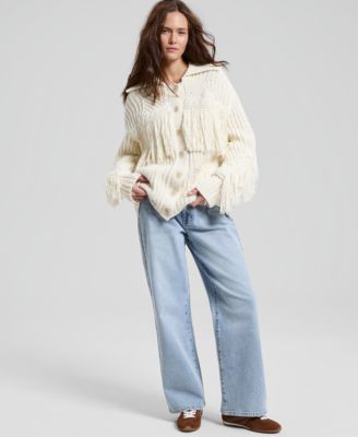 Women's Button-Front Fringe Cardigan, Macy's Exclusive
