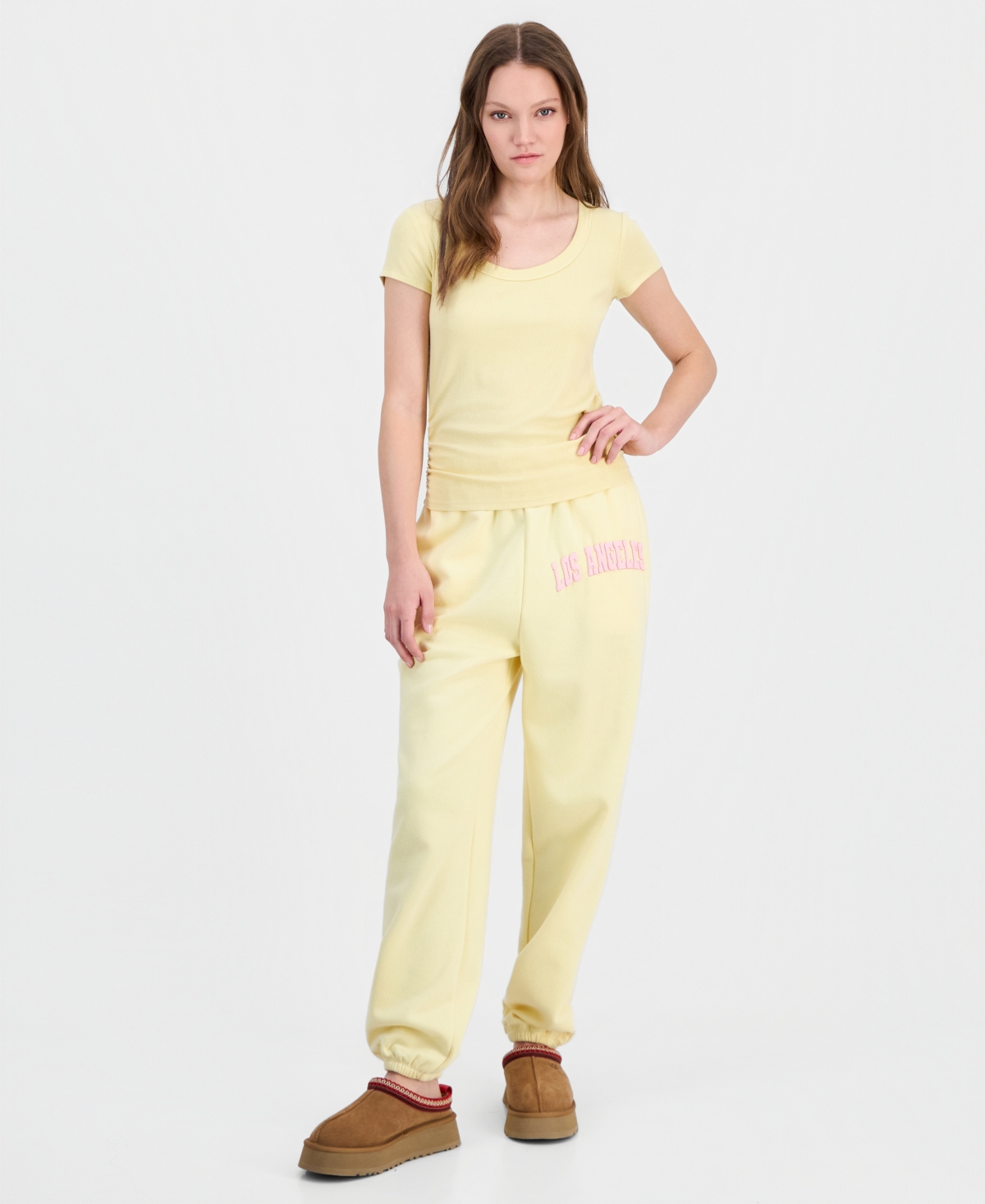 Self Esteem Juniors' Side-Ruched Ribbed-Knit T-Shirt