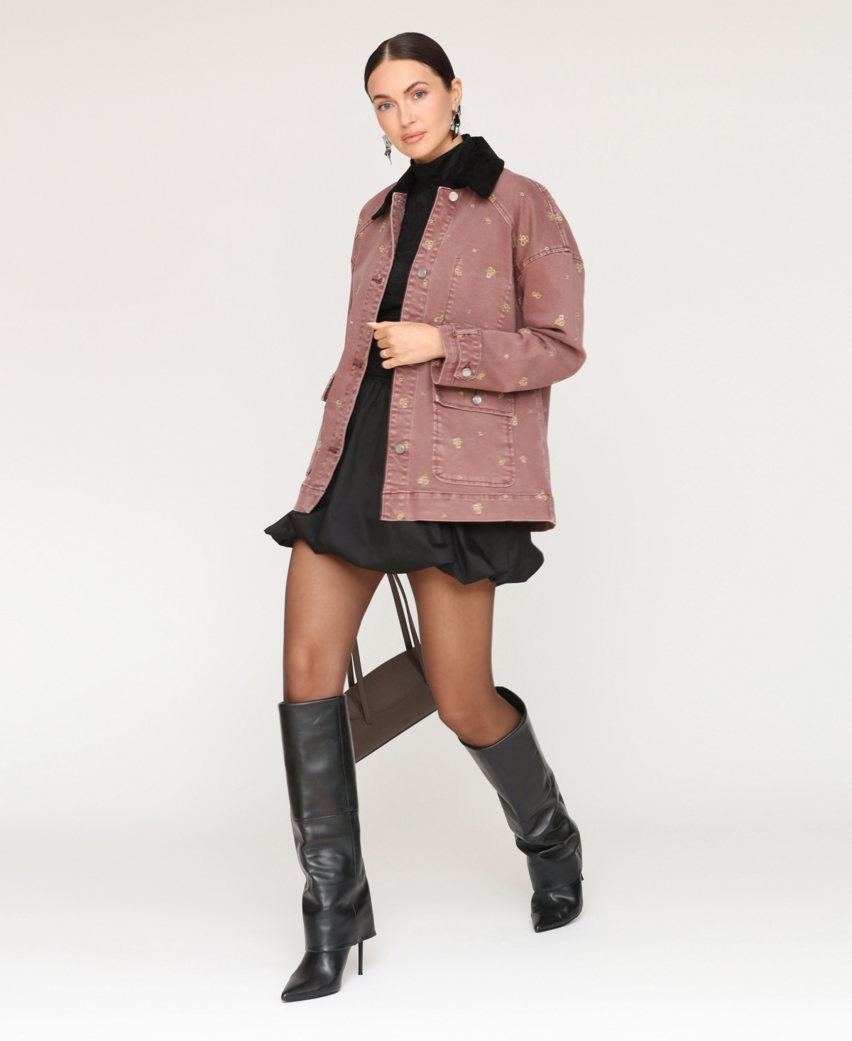 Avec Les Filles Women's Spread Collar Barn Jacket In Brown