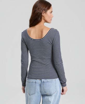 Women's Striped Double-Scoop Top, Macy's Exclusive