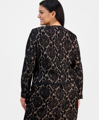 Plus Size Bonded-Lace Jacket