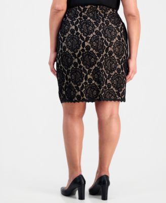 Plus Size Bonded-Lace Skirt