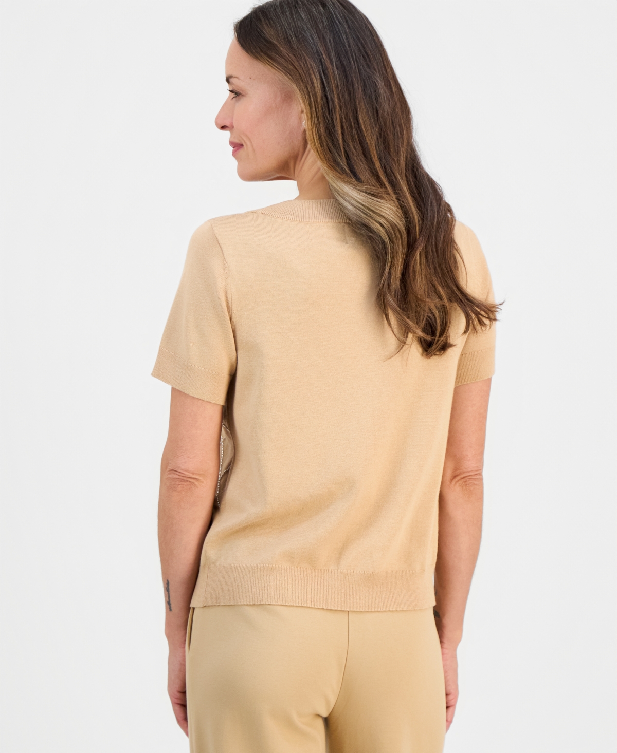 Jm Collection Petite Embellished Boat Neck Sweater, Macy's Exclusive