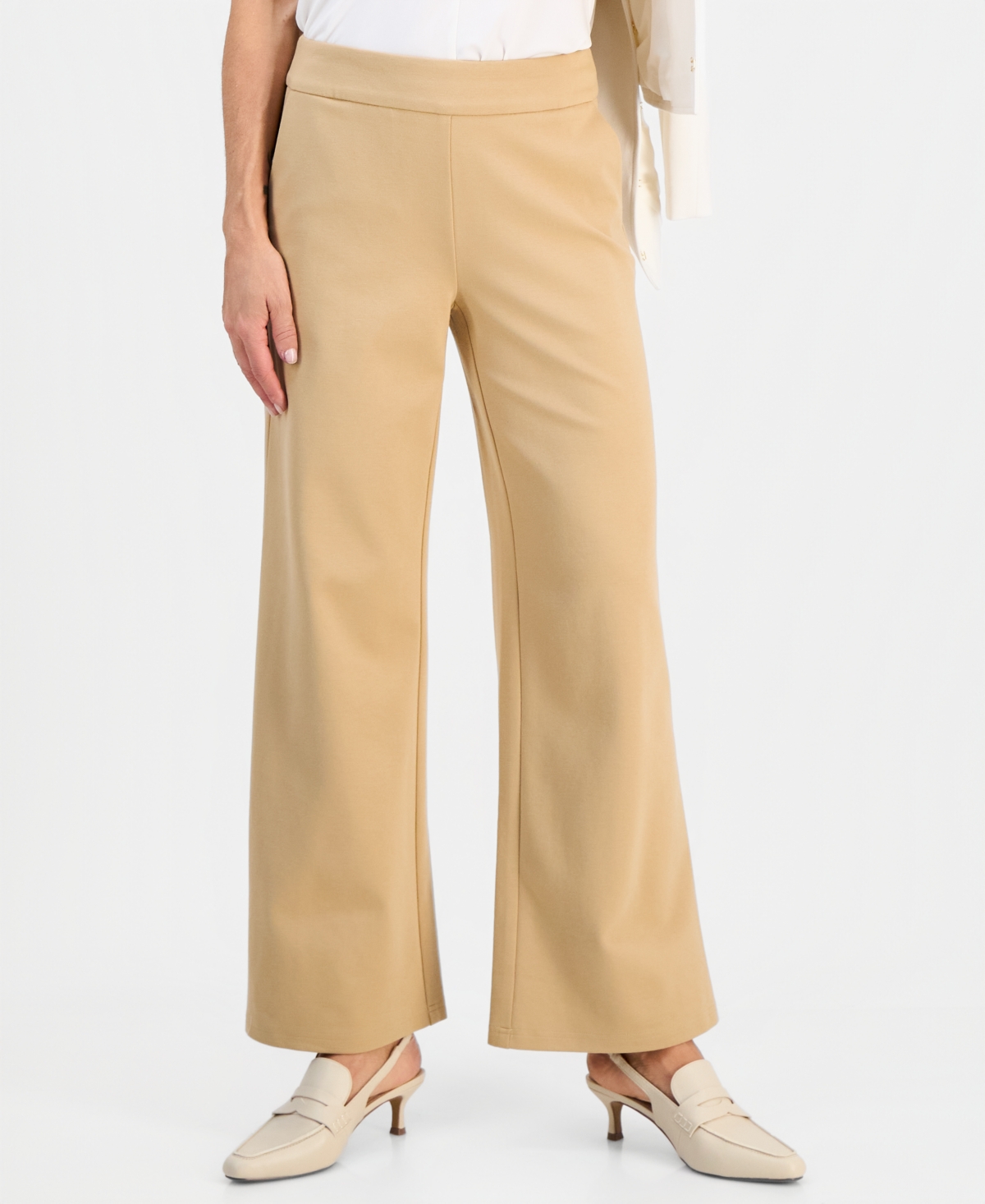Jm Collection Petite Mid-rise Pull-on Wide-leg Pants, Macy's Exclusive In Brown