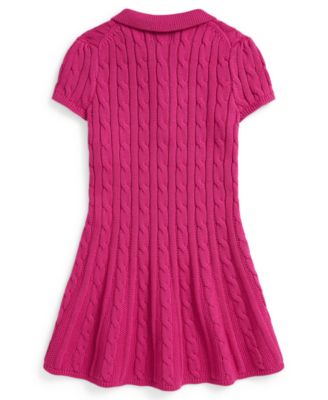 Girls' 2T-6X Cable Short-Sleeve Sweater Dress