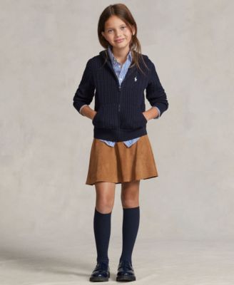 Girls' 7-16 Mini-Cable Full-Zip Hoodie