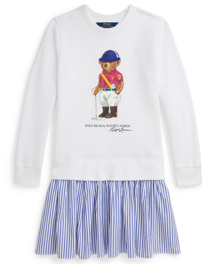 Polo Ralph Lauren Girls' 7-16 Striped Skirt Fleece Long-Sleeve Dress