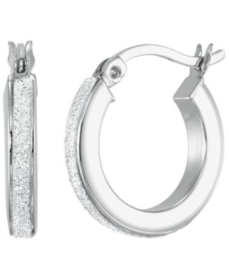 Polished Glitter 3-Pc. Set Hoop Earrings in Sterling Sliver