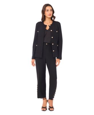 Women's Long Sleeve Knit Button Epaulets Blazer