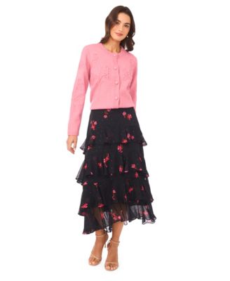 Women's Flower Embroidery Long Sleeves Cardigan Sweater