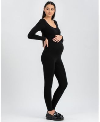Maternity Slim Scoop Neck Maddy Jumpsuit with Long Sleeves
