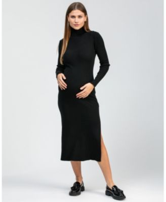 Maternity Turtleneck Maxi Dress Penelope with Side Slit