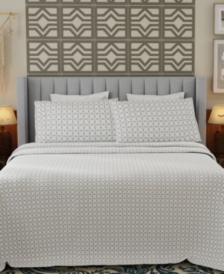 Brushed Cool Crisp 225-Thread Count Printed Cotton 3-Pc. Sheet Set, Twin XL