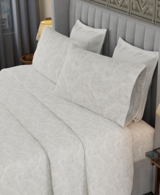 Brushed Cool Crisp 225-Thread Count Printed Cotton 4-Pc. Sheet Set, King