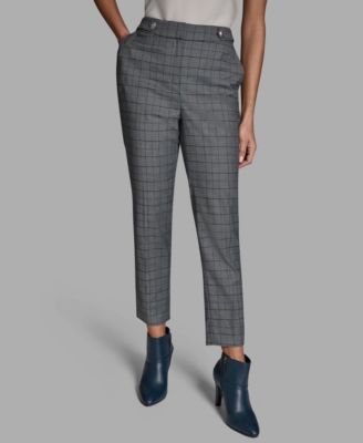 Women's Plaid High-Rise Straight Pants