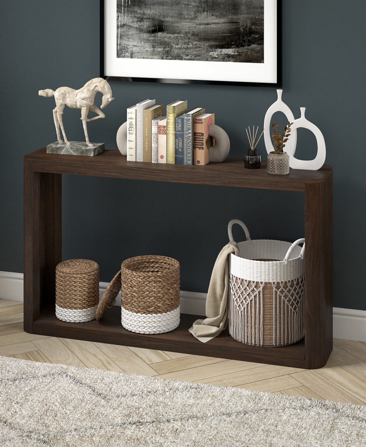 Hudson & Canal Kellan 52" Wood Wide Rectangular Console Table