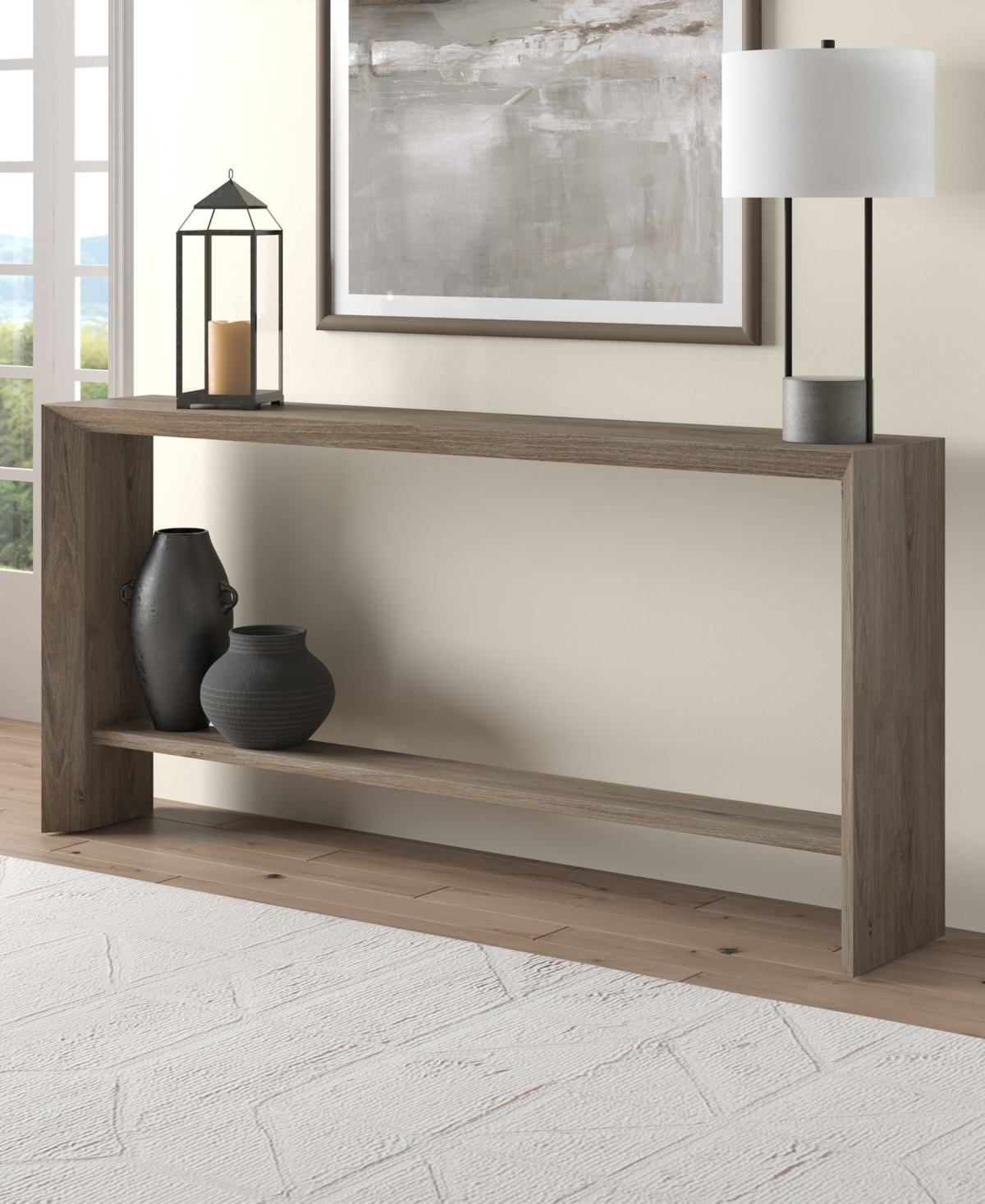 Hudson & Canal Osman 64" Wood Wide Rectangular Console Table