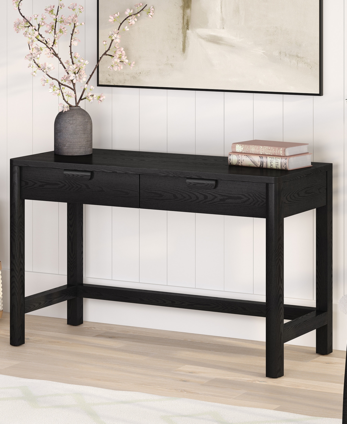 Hudson & Canal Fern 48" Wood Wide Rectangular Desk In Black