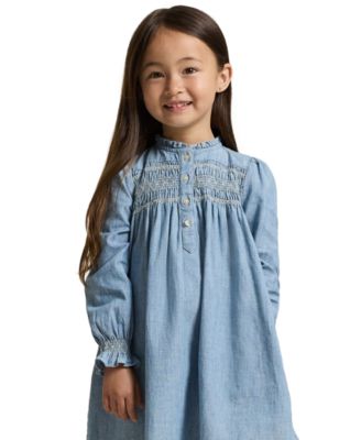 Girls' 2T-6X Smocked Round Neck Dress