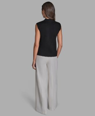 Women's Sleeveless Mock Neck Knit Top