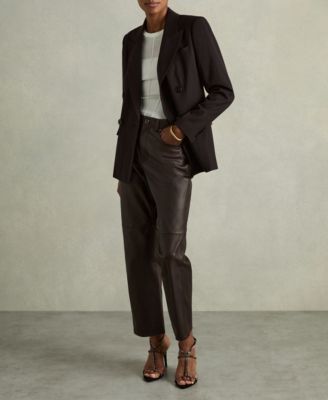 Women's Leather Slim-Leg Pants