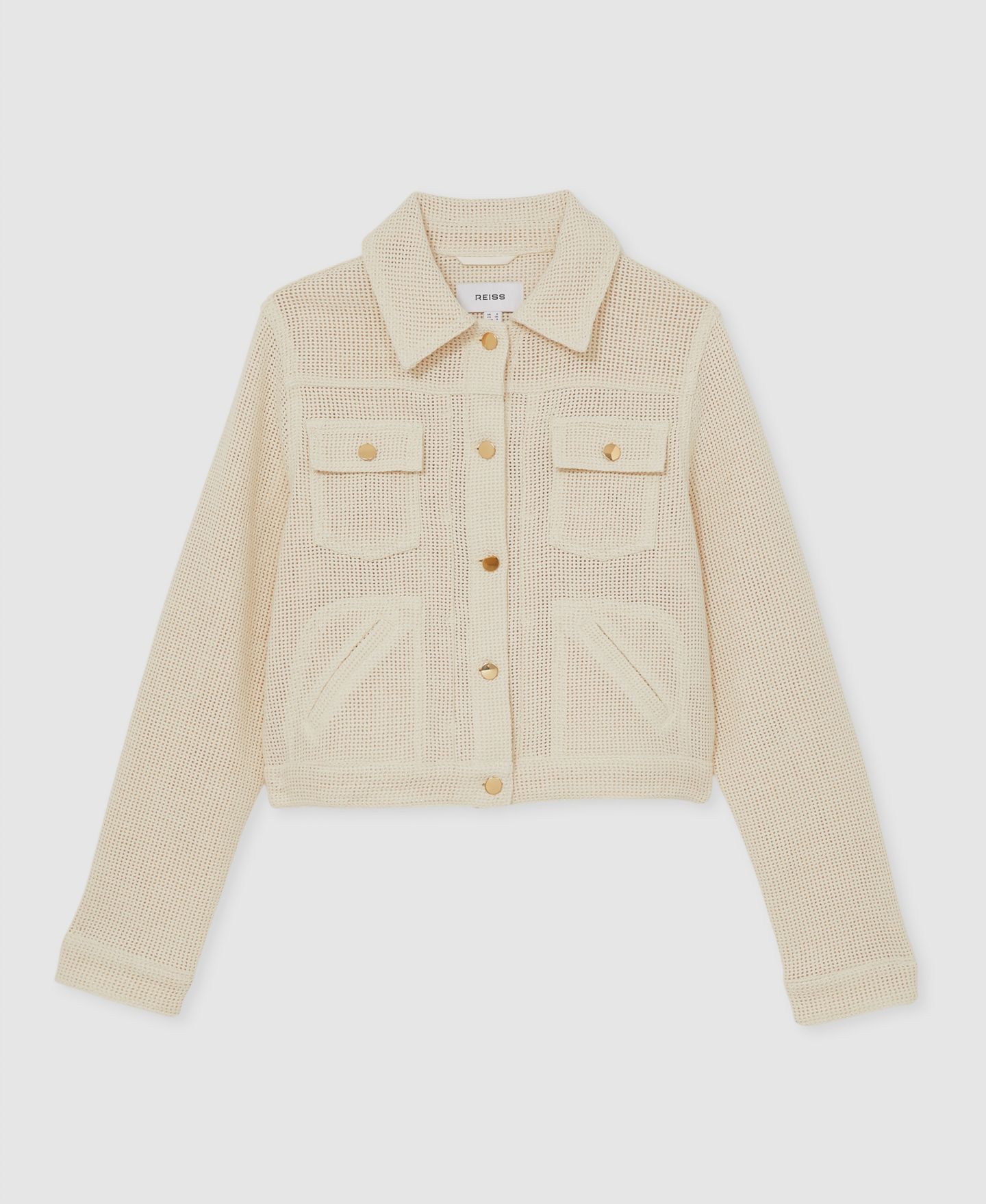 Женская куртка REISS Renzo Textured Trucker, цвет: Нейтральный — фото 6