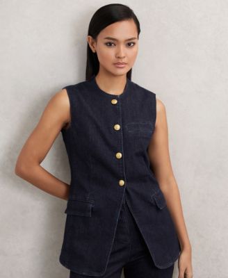 REISS - Women's Athena Denim Longline Waistcoat