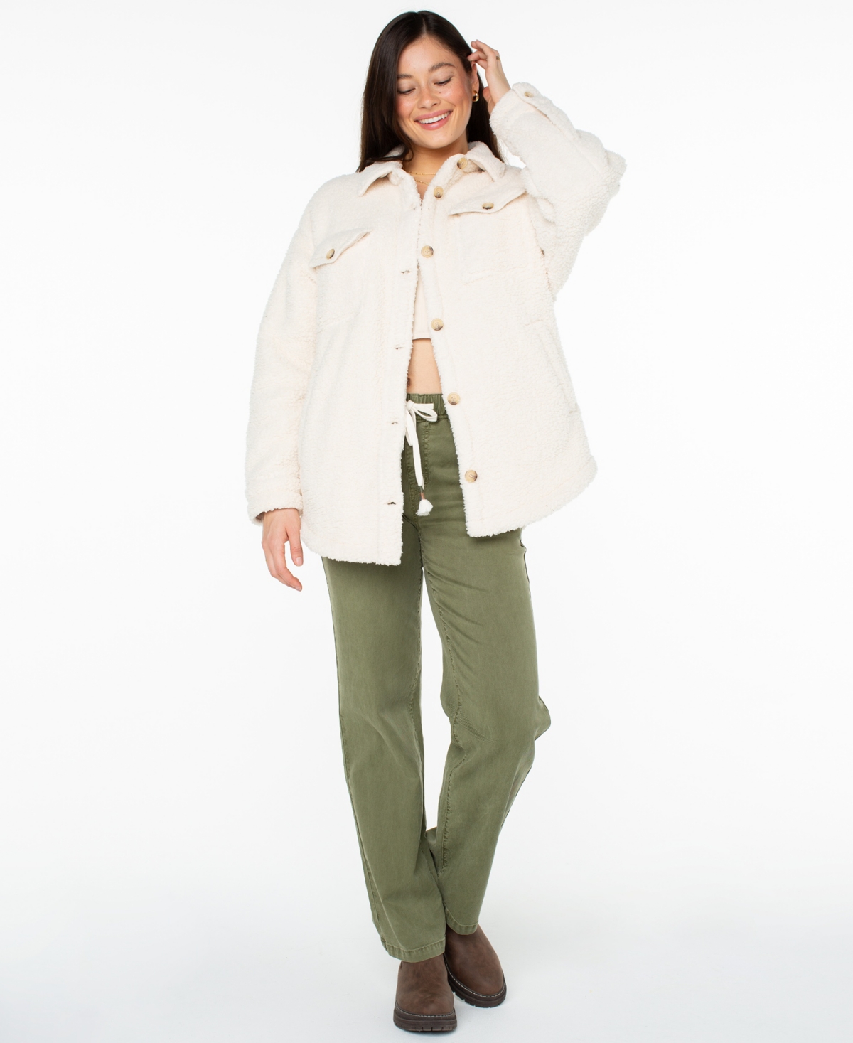 Roxy Women's Overlander Solid Button-up Jacket In Brown