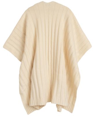 Wide Rib Ruana with Pockets Knit Wrap