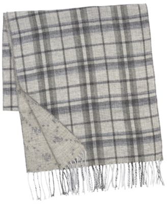 Plaid and Logo Double Face Scarf