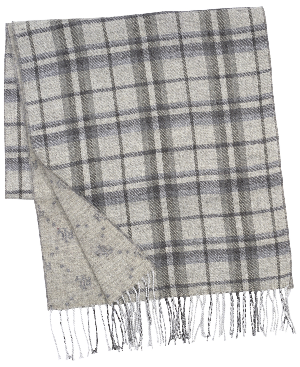 Lauren Ralph Plaid and Logo Double Face Scarf