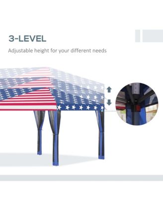 10' x 20' Pop Up Canopy with 6 Sidewall Mesh Nettings, Flag