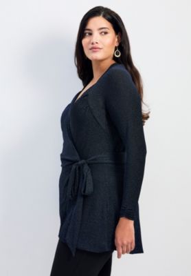 Women's Plus Size Glamour Sparkle Wrap Top