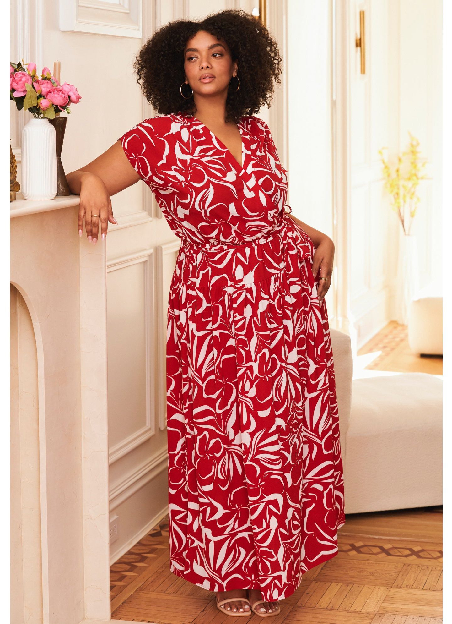 Женское платье Avenue Plus Size Havana Maxi, цвет: Красный с принтом — фото 3