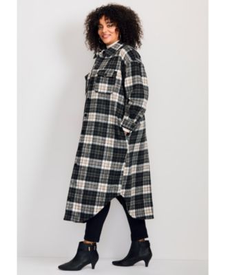 Women's Plus Size Brushed Long Shirt Jacket