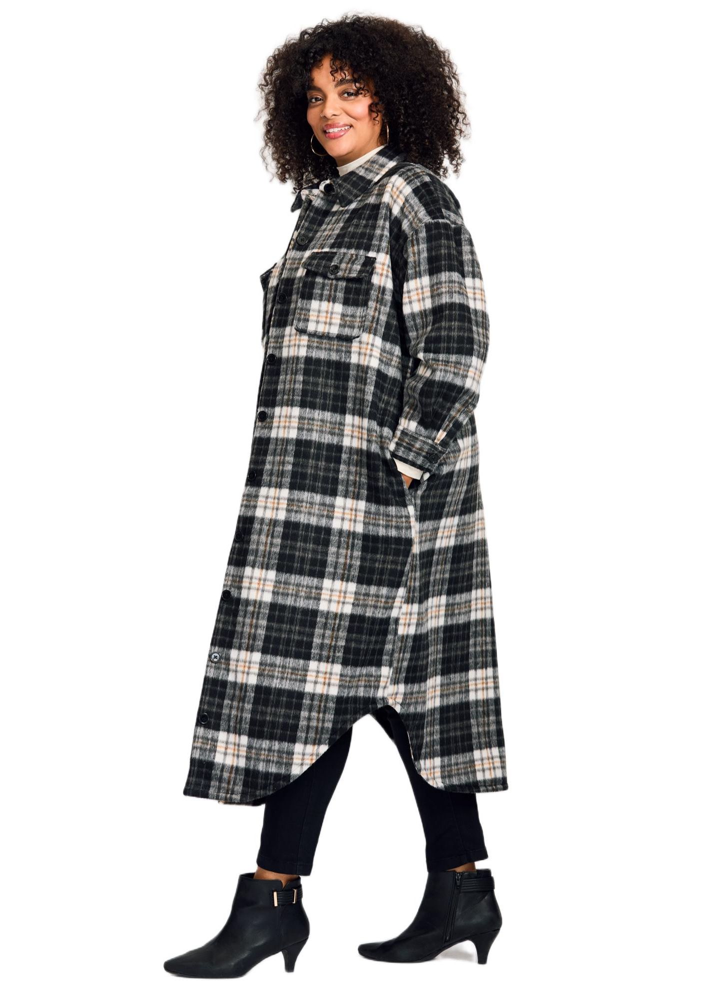 Женская куртка AVENUE Plus Size Brushed Long Shirt Jacket — фото 2