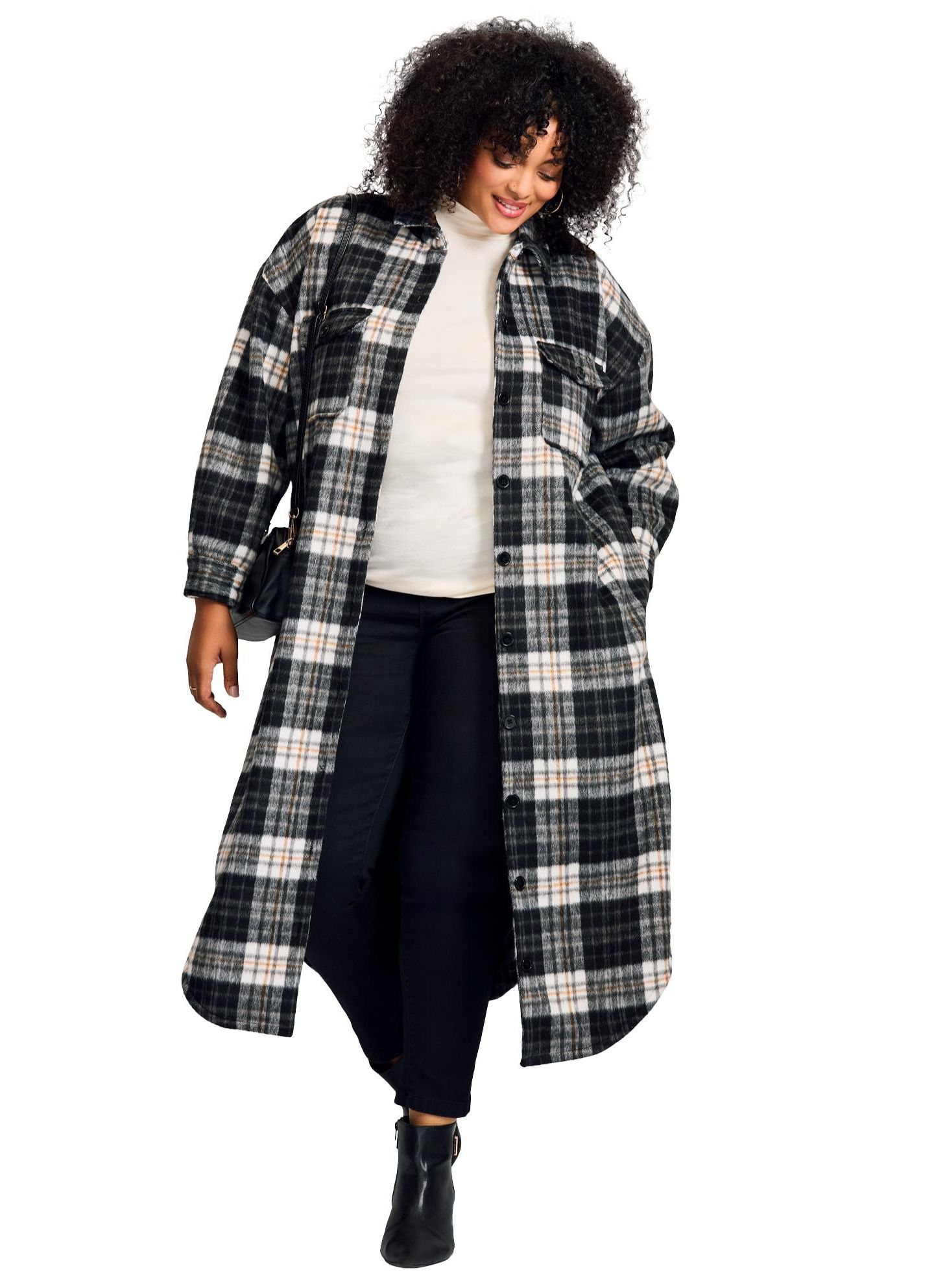 Женская куртка AVENUE Plus Size Brushed Long Shirt Jacket — фото 1