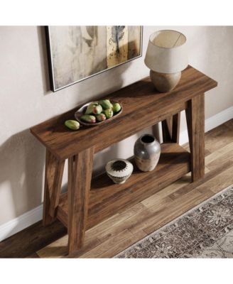 Farmhouse Entryway Table, 2-Tier Narrow Console Table Behind The Couch, Entryway Furniture