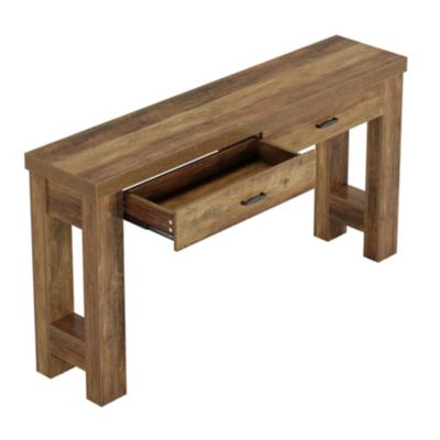 63" Console Table with 2 Drawers, Farmhouse Entryway Table with H-Shaped Sturdy Legs