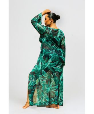 Women's Curve Palm Print Twist Front Kaftan