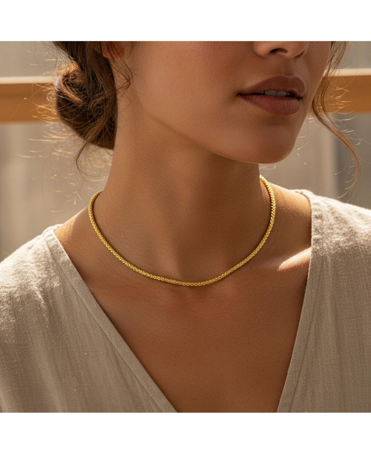 Bling Jewelry 3mm Bali Style 14k Gold Plated Sterling Silver Caviar Coreana Popcorn Chain Necklace