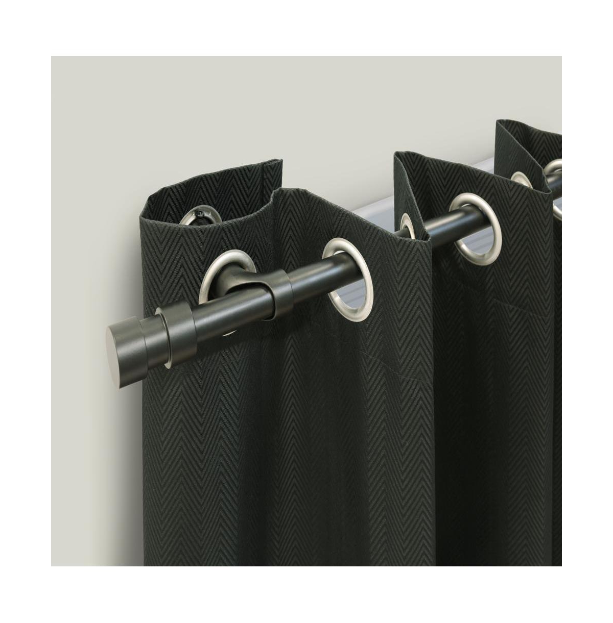 Thermaplus Patented Blackout Exclusive Curtain Rod Double Cap Finial Extendable 72" to 144" Black