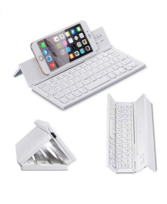 Metal Portable Mini Bluetooth Keyboard and Dual-Mode Charging Mouse Set - Wireless Keyboard for Phone and Tablet, Foldable Bluetooth Keyboard, White