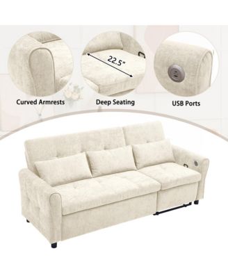 2-in-1 Sofa 82 Inches Three-seater Sofa with a Sofa Bed and a Reversible Recliner Sofa for Living Room