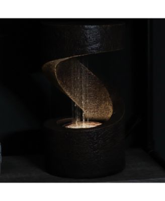 Indoor Contemporary Decorative Polyresin Winding Showers Tabletop Water Fountain with LED Lights - 14"