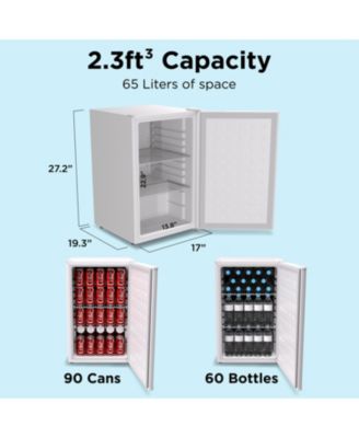 Premium 65L Solid Door 2.3 Cu.ft. Freestanding Under-Counter Mini Fridge in White